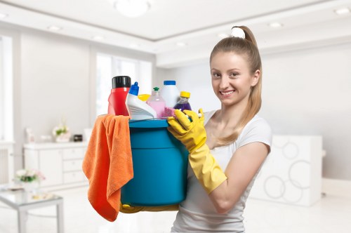 Cleaning team completing a property risk assessment before starting work